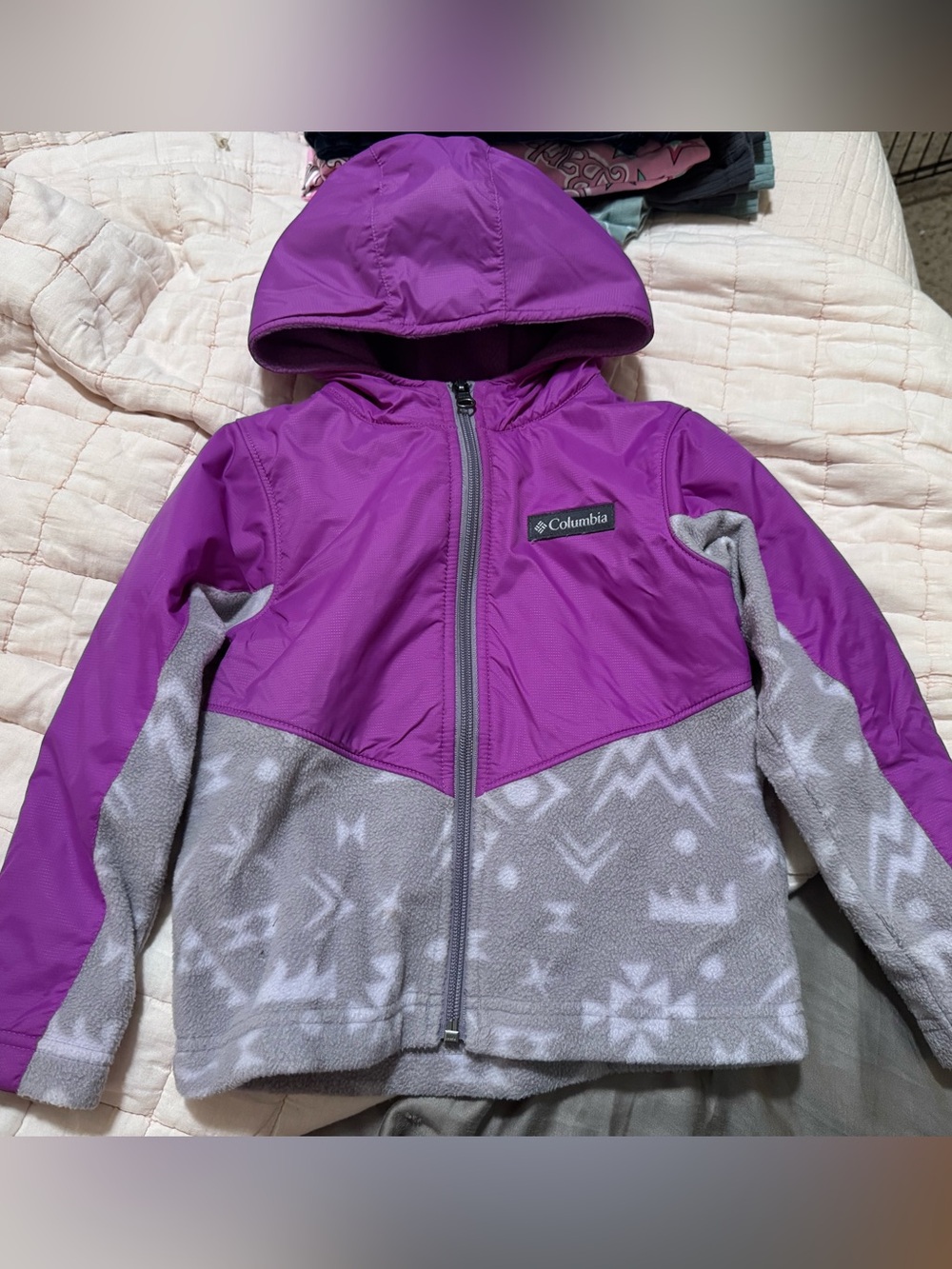 Columbia Girls Bright Magenta Hooded Fleece Jacket